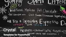  Presentation with cafe - Presentation design consisting of cafe menu with drink items background and a  colored foreground