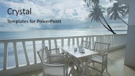  Presentation with ocean - Amazing presentation design having cafe on the beach ocean backdrop and a  colored foreground