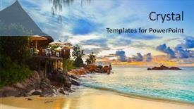  Presentation with cafe - Slides consisting of cafe on tropical beach background and a light blue colored foreground