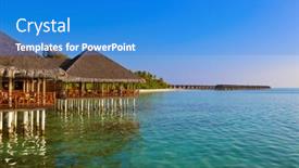  Presentation with cafe tropical - Presentation featuring cafe-on-tropical-maldives-island background and a teal colored foreground
