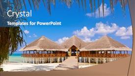  Presentation with cafe tropical - Colorful theme enhanced with cafe-on-tropical-maldives-island backdrop and a teal colored foreground