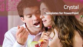  Presentation with ice cream sundae - Slide deck enhanced with cafe or ice cream parlor background and a  colored foreground