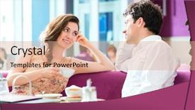  Presentation with ice cream - PPT theme having cafe or ice cream parlor background and a coral colored foreground