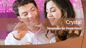  Presentation with ice cream sundae - Presentation theme with cafe or ice cream parlor background and a  colored foreground