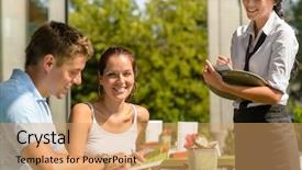  Presentation with restaurant menu - Amazing slides having cafe ordering from menu backdrop and a coral colored foreground