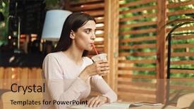  Presentation with drinking contraceptives pharmacy and healthcare - Amazing slides having cafe outdoors with a magazine backdrop and a coral colored foreground