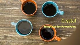  Presentation with coffee - Amazing PPT theme having cafe rencontre - cups of coffee backdrop and a  colored foreground