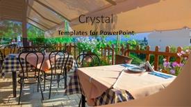  Presentation with chairs - PPT layouts having cafe-table-and-chairs background and a coral colored foreground