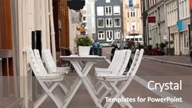  Presentation with amsterdam - PPT layouts enhanced with cafe table on a street background and a gray colored foreground