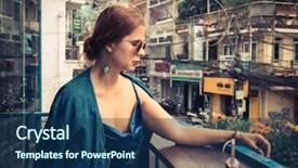  Presentation with beautiful places vietnam - Slide set featuring cafe terrace in dalat vietnam background and a navy blue colored foreground