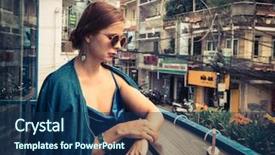  Presentation with beautiful places vietnam - Beautiful PPT theme featuring cafe terrace in dalat vietnam backdrop and a navy blue colored foreground