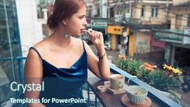  Presentation with beautiful places vietnam - Colorful presentation design enhanced with cafe terrace in dalat vietnam backdrop and a ocean colored foreground