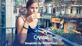  Presentation with beautiful places vietnam - Slide set enhanced with cafe terrace in dalat vietnam background and a ocean colored foreground