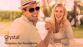  Presentation with hip - Cool new presentation theme with cafe terrace on sunny backdrop and a coral colored foreground