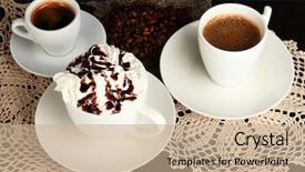  Presentation with coffee shop - Theme with cafe shop - assortment of different hot coffee background and a  colored foreground