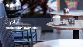  Presentation with cafe - Slide set featuring bales of straw in a field at harvest background and a coral colored foreground