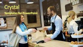  Presentation with cafeteria - PPT theme consisting of cafeteria placing takeaway order background and a  colored foreground