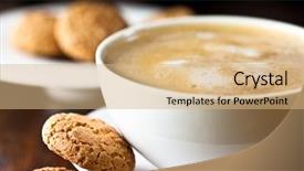  Presentation with cup coffee - PPT layouts consisting of caffe latte cup of coffee background and a coral colored foreground