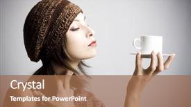  Presentation with starbuck coffee - Cool new presentation design with caffeine drinks - portrait of beautiful woman drinking backdrop and a coral colored foreground