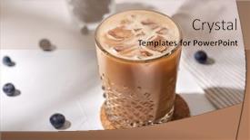  Presentation with blueberries - Beautiful PPT theme featuring caffeine-objects-and-drinks-concept backdrop and a coral colored foreground