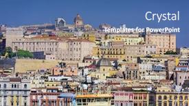 Presentation with cityscape - Audience pleasing slides consisting of cagliari sardinia italy cityscape backdrop and a ocean colored foreground