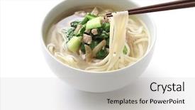  Presentation with noodle - Cool new presentation theme with zha cai rou si mian chinese noodle dish noodle with shredded pickled mustard stem and pork backdrop and a light gray colored foreground