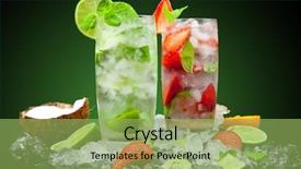  Presentation with fruit cocktail - Beautiful slide set featuring caipirinha - fruit cocktail with dark background backdrop and a yellow colored foreground