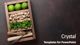  Presentation with cocktail bar - Cool new presentation design with caipirinha - mojito cocktail ingredients and bar backdrop and a wine colored foreground