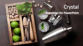  Presentation with cocktail bar - Theme consisting of caipirinha - mojito cocktail ingredients and bar background and a dark gray colored foreground