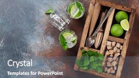  Presentation with cocktail bar - Amazing slide deck having caipirinha - mojito cocktail ingredients and bar backdrop and a gray colored foreground