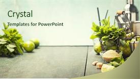  Presentation with colorful cocktails mojito red cocktail - Slides with caipirinha - mojito cocktail ingredients fresh mint background and a cream colored foreground