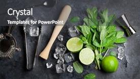  Presentation with cocktail bar - Beautiful presentation featuring caipirinha - mojito cocktail making mint lime backdrop and a dark gray colored foreground