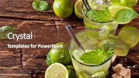  Presentation with served - PPT theme consisting of caipirinha - mojito drinks served on wooden background and a tawny brown colored foreground