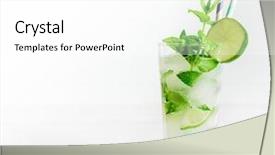  Presentation with alcoholic - Theme having caipirinha - non-alcoholic cocktail mojito with ingredients background and a white colored foreground