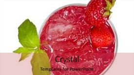  Presentation with cocktail - PPT layouts featuring caipirinha - strawberry cocktail from top view background and a red colored foreground