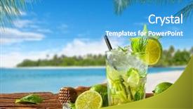 Presentation with blur - Colorful PPT theme enhanced with caipirinha - summer drink with blur beach backdrop and a teal colored foreground