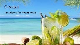  Presentation with blur - PPT theme having caipirinha - summer mojito drink with blur background and a light blue colored foreground