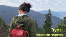  Presentation with couples hiking the mountains - Slide deck having cairngorms - beautiful caucasian woman hiking background and a  colored foreground