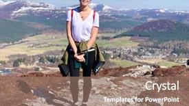  Presentation with couples hiking the mountains - Cool new slide deck with cairngorms - beautiful caucasian woman hiking backdrop and a coral colored foreground
