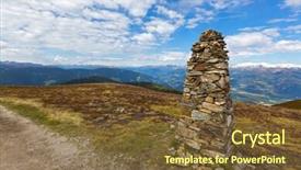 Presentation with climbing to top of mountain - Colorful presentation enhanced with cairns - big pile of cairn backdrop and a tawny brown colored foreground