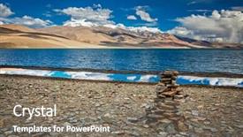  Presentation with stone - Audience pleasing PPT layouts consisting of cairns - stone cairn at himalayan lake backdrop and a  colored foreground