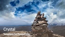  Presentation with stone - Colorful presentation theme enhanced with cairns - stone cairn in himalayas mountains backdrop and a  colored foreground