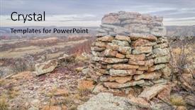  Presentation with stone - Slide deck having cairns - stone cairn on cheyenne rim background and a  colored foreground
