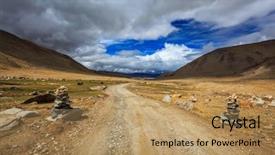  Presentation with kashmir - Amazing PPT theme having himalayas with stone cairns backdrop and a coral colored foreground