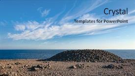  Presentation with rolling stones - Amazing PPT theme having cairns made of cobble deposit backdrop and a teal colored foreground