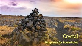  Presentation with piles - Presentation theme enhanced with cairns piles of volcanic stones background and a tawny brown colored foreground