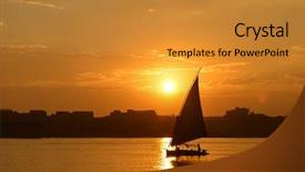  Presentation with nile river - Presentation theme with cairo - sunset over the nile background and a gold colored foreground