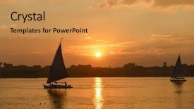  Presentation with nile egypt - Beautiful presentation theme featuring cairo egypt - sunset over nile backdrop and a yellow colored foreground