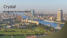 Presentation with cairo - Presentation theme having cairo skyline - egypt background and a light blue colored foreground