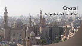  Presentation with cairo - PPT layouts featuring cairo skyline as seen from the citadel - egypt background and a sky blue colored foreground